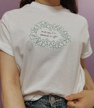 Load image into Gallery viewer, embroidered taylor swift 'ivy' song lyric illustration t-shirt