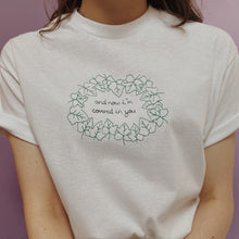 Load image into Gallery viewer, embroidered taylor swift 'ivy' song lyric illustration t-shirt