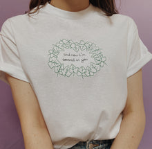 Load image into Gallery viewer, embroidered taylor swift 'ivy' song lyric illustration t-shirt
