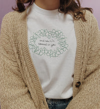 Load image into Gallery viewer, embroidered taylor swift 'ivy' song lyric illustration t-shirt
