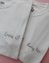 Load image into Gallery viewer, personalised name and symbol embroidered t-shirt