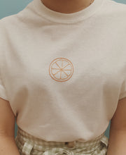 Load image into Gallery viewer, embroidered orange slice t-shirt