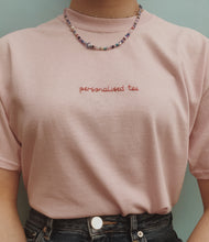 Load image into Gallery viewer, personalised saying hand embroidered t-shirt