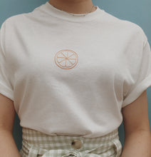 Load image into Gallery viewer, embroidered orange slice t-shirt