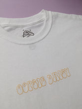 Load image into Gallery viewer, hand embroidered one off yellow oopsie daisy t-shirt