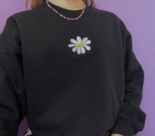 Load image into Gallery viewer, embroidered daisy crew neck jumper