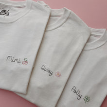 Load image into Gallery viewer, personalised name and symbol embroidered t-shirt