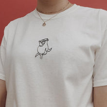Load image into Gallery viewer, embroidered rose t-shirt