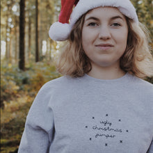 Load image into Gallery viewer, sparkly black and grey ugly christmas jumper