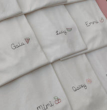 Load image into Gallery viewer, personalised name and symbol embroidered t-shirt