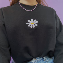 Load image into Gallery viewer, embroidered daisy crew neck jumper