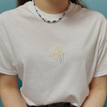 Load image into Gallery viewer, embroidered white daffodil t-shirt