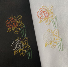 Load image into Gallery viewer, embroidered white daffodil t-shirt