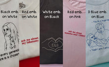 Load image into Gallery viewer, personalised couple initials hand heart embroidered t-shirt