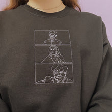 Load image into Gallery viewer, embroidered 'parks and recreation' snake juice scene crew neck jumper