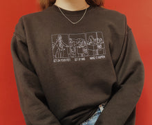 Load image into Gallery viewer, embroidered 'parks and recreation' get on your feet scene crew neck jumper