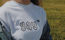 Load image into Gallery viewer, hand printed 'gay ™' t-shirt