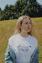 Load image into Gallery viewer, hand printed 'gay ™' t-shirt