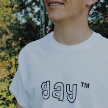 Load image into Gallery viewer, hand printed 'gay ™' t-shirt