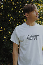 Load image into Gallery viewer, hand printed 'gay ™' t-shirt