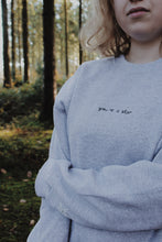 Load image into Gallery viewer, hand embroidered 'you're a star' sweatshirt with sleeve detail