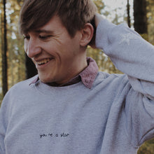 Load image into Gallery viewer, hand embroidered 'you're a star' sweatshirt with sleeve detail
