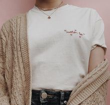 Load image into Gallery viewer, personalised hand embroidered heart border t-shirt