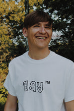 Load image into Gallery viewer, hand printed 'gay ™' t-shirt