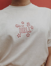 Load image into Gallery viewer, embroidered 'give 'em hell' t-shirt