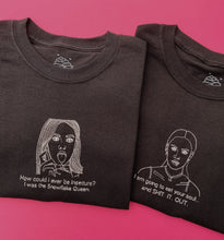 Load image into Gallery viewer, embroidered jennifer's body pool fight scene quote t-shirt