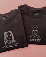 Load image into Gallery viewer, embroidered jennifer's body pool fight scene quote t-shirt