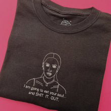 Load image into Gallery viewer, embroidered jennifer's body pool fight scene quote t-shirt