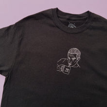 Load image into Gallery viewer, embroidered spike 'kiss the librarian' buffy the vampire slayer scene t-shirt
