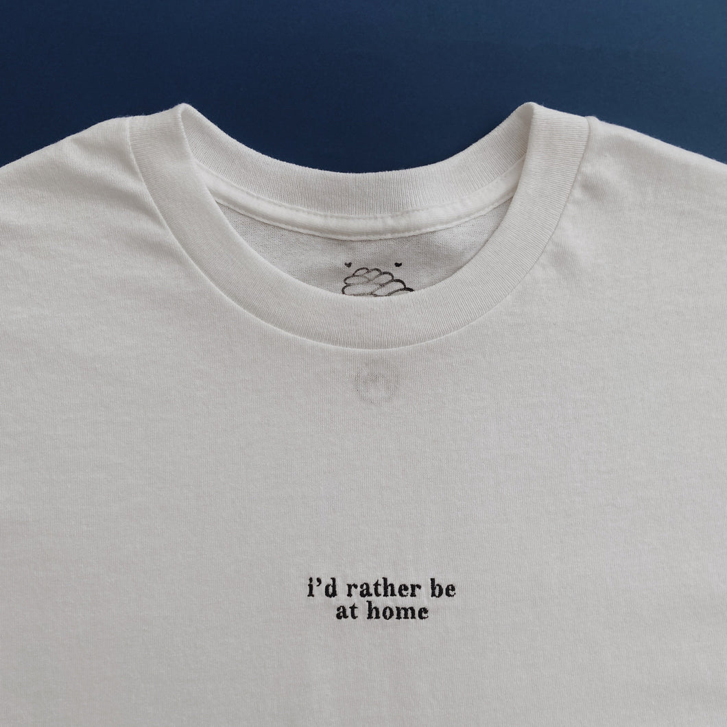 custom 'i'd rather be...' embroidered t-shirt