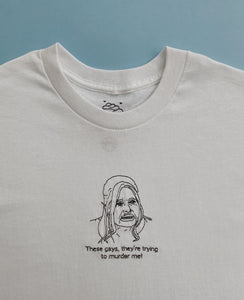 embroidered tanya 'trying to murder me!' the white lotus scene t-shirt