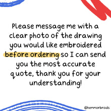 Load image into Gallery viewer, custom children&#39;s drawing embroidered t-shirt
