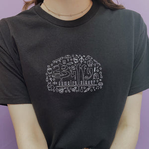 embroidered buffy the vampire slayer logo illustration t-shirt