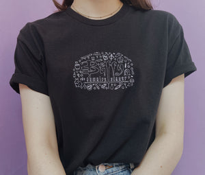 embroidered buffy the vampire slayer logo illustration t-shirt