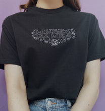 Load image into Gallery viewer, embroidered the hunger games logo illustration t-shirt
