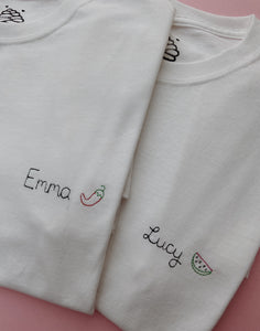 personalised name and symbol embroidered t-shirt