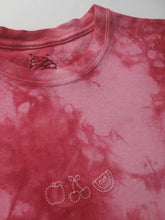 Load image into Gallery viewer, hand embroidered red fruit medley t-shirt
