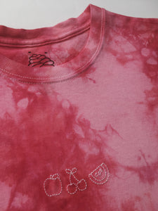 hand embroidered red fruit medley t-shirt