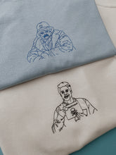 Load image into Gallery viewer, embroidered chris &#39;parks and recreation&#39; scene t-shirt
