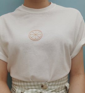 embroidered orange slice t-shirt