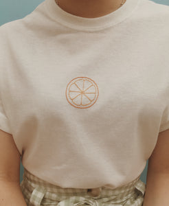 embroidered orange slice t-shirt