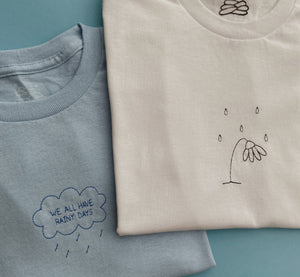 embroidered rainy days t-shirt