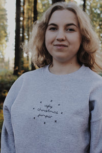 sparkly black and grey ugly christmas jumper