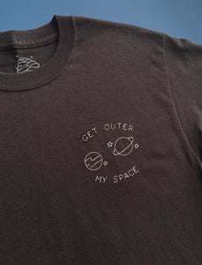 embroidered 'get outer my space' t-shirt