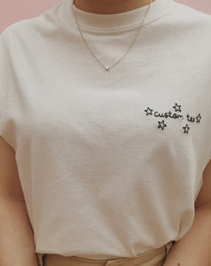 personalised hand embroidered star t-shirt