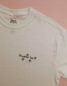 personalised hand embroidered star t-shirt